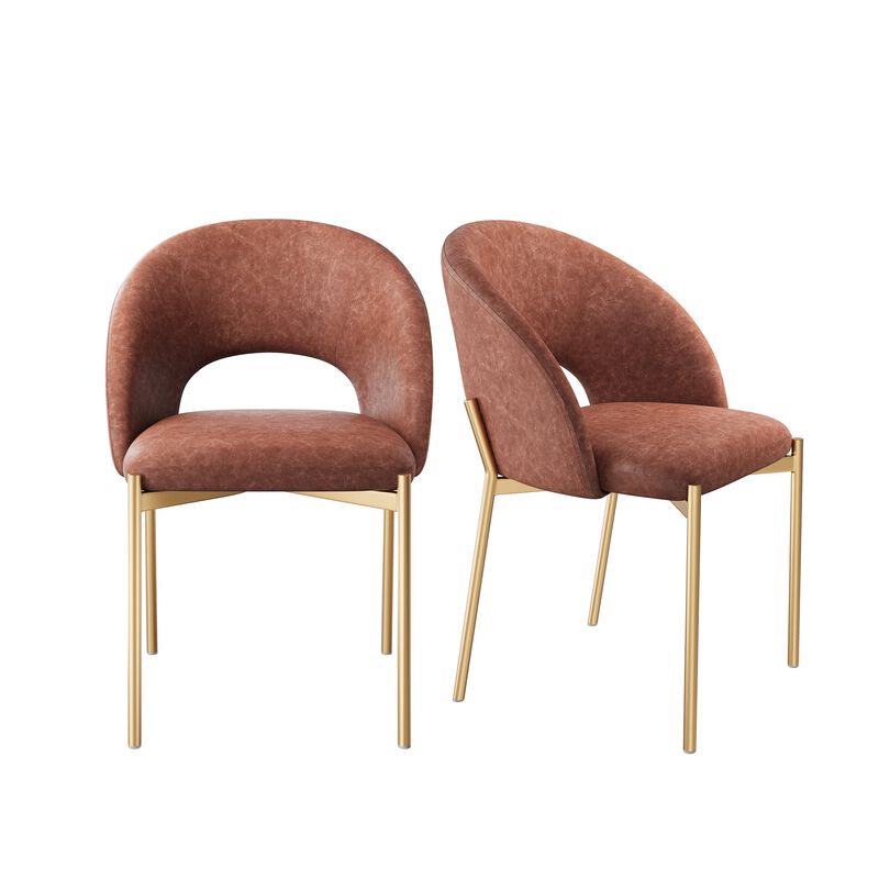 PU Dining Side Chair with Metal Legs,  for Dining Room, Bedroom, Living Room, Study Room, Office Area (Set of 2) image number 0
