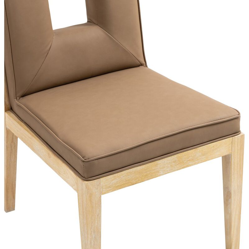 Meridian Furniture Gwendolyn Brown Vegan Leather Dining Side Chair, Set of 2