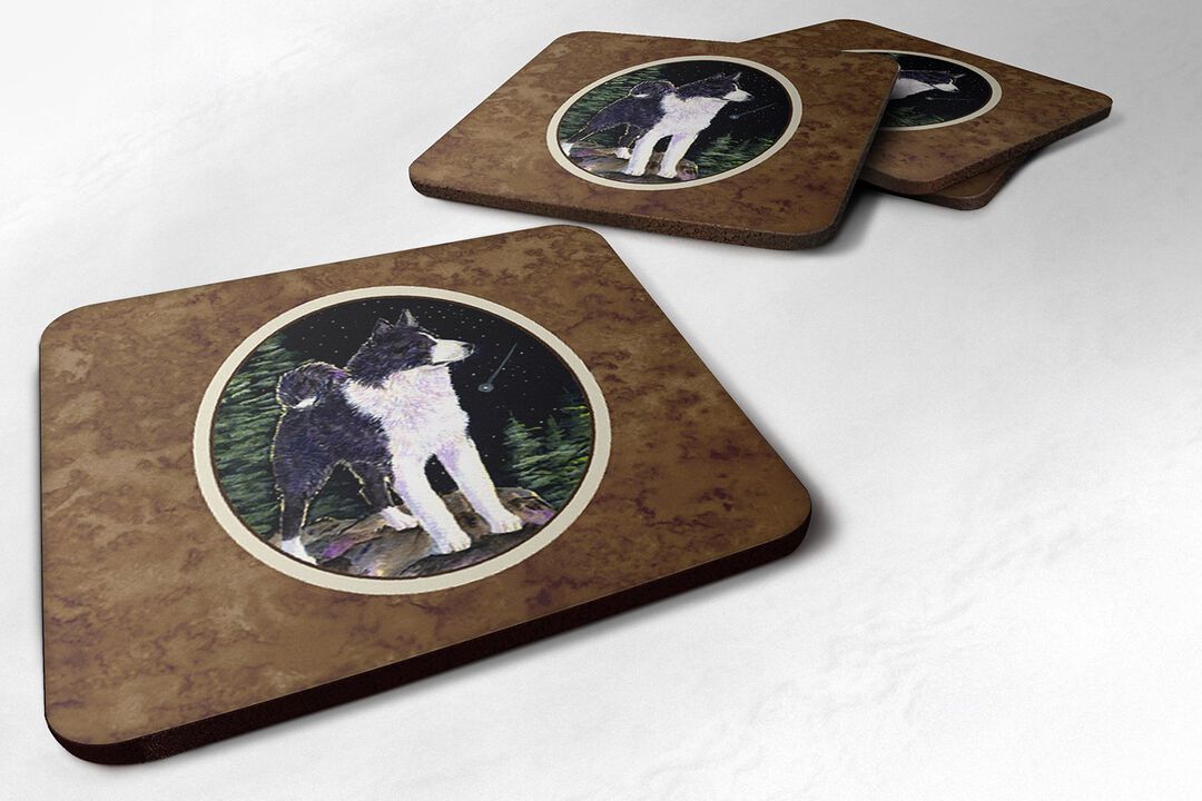 Caroline's Treasures SS8483FC Starry Night Karelian Bear Dog Foam Coasters Set of 4 (Set of 4), 3.5 H x 3.5 W, Multicolor