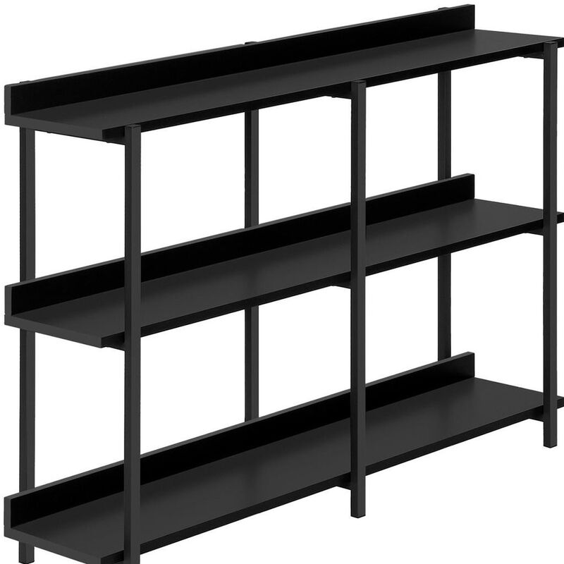 HomeRoots 47" Black Wood and Metal Frame Console Table With Three Shelves image number 5