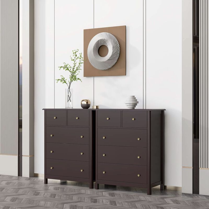 ShipItFurniture Dark Brown Modern 5-Drawer Chest of Drawers for Bedroom image number 2