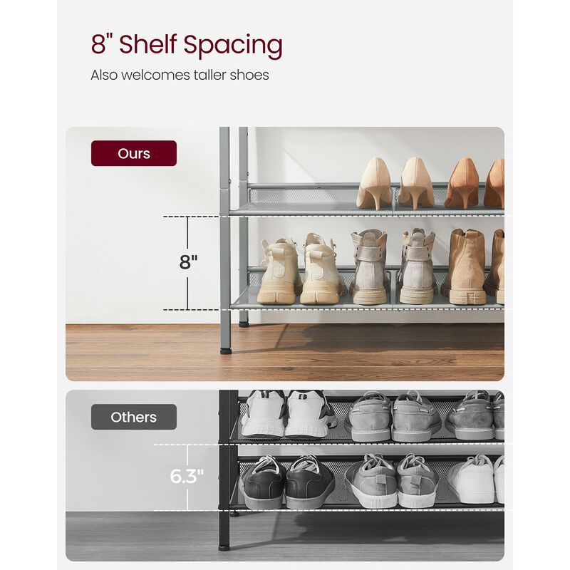 Shoe Organizer Rack with 5 Shelves and Extra Top Space &ndash; Tall Storage Unit for Footwear, Bags & Small Items