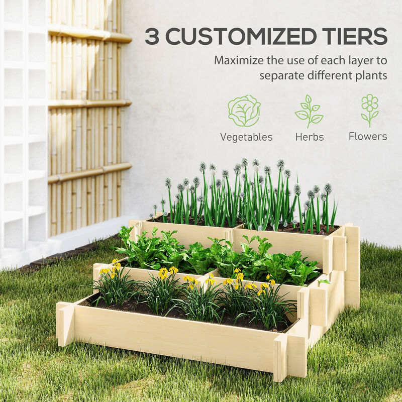 Hivvago 3 Tier Raised Garden Bed with Drainage Liner image number 3
