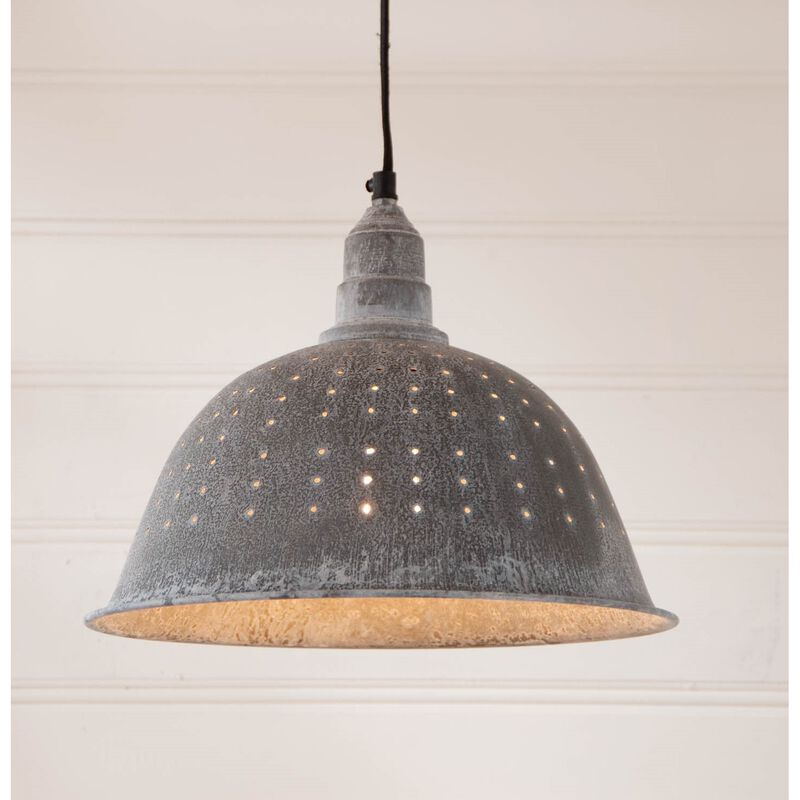 Metal Colander Pendant Light In Weathered Zinc 12 Inches Diameter image number 2