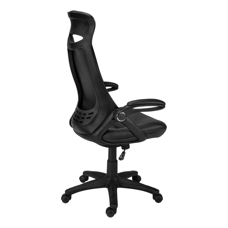 Monarch Specialties I 7276 Office Chair, Adjustable Height, Swivel, Ergonomic, Armrests, Computer Desk, Work, Metal, Fabric, Black, Contemporary, Modern