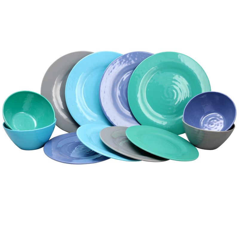 Gibson Home Brist 12 Piece Dinnerware Set in 4 Assorted Colors