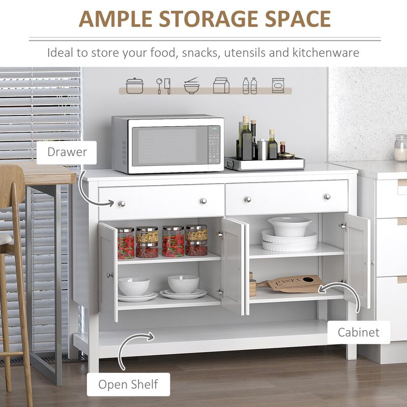Modern White Buffet: Dining Room Storage with Metal Hinges