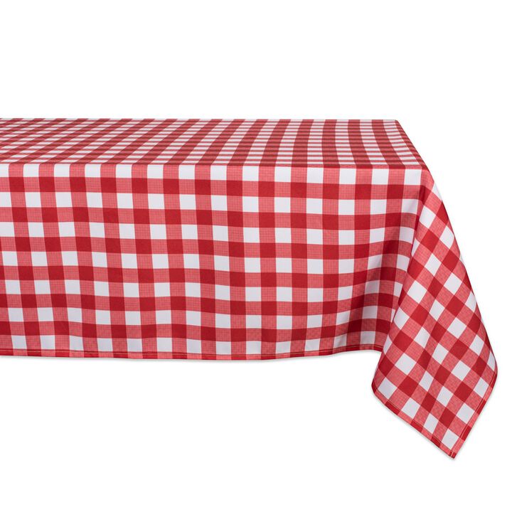 120" Red and White Checkered Rectangular Outdoor Tablecloth