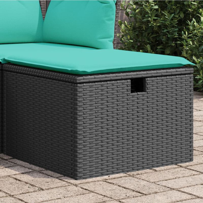 vidaXL Patio Stool with Cushion Black 21.7"x21.7"x14.6" Poly Rattan