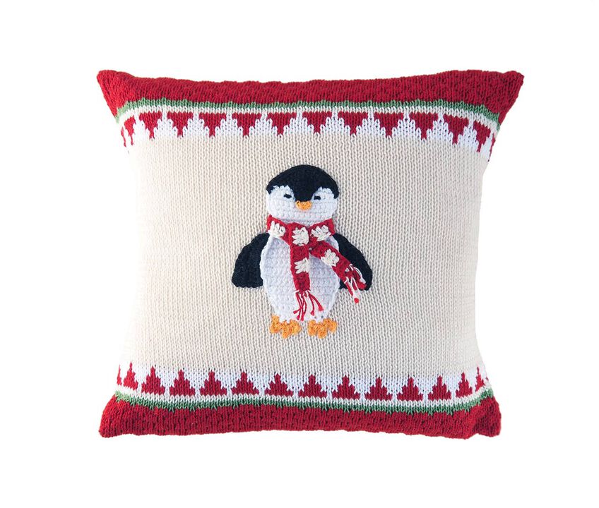 Penguin Christmas Pillow, 10", Holiday Decorations