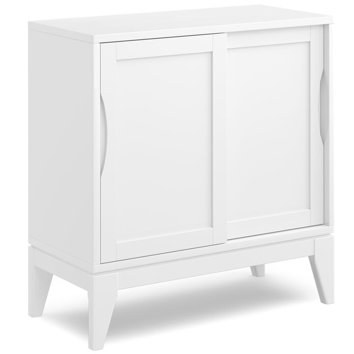 Harper 30 inch Wide Solid Hardwood Mid-Century Modern Low Storage Cabinet in White