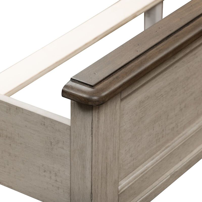 Liberty Furniture Ivy Hollow Queen Mantle Bed in Weathered Linen Finish w/ Dusty Taupe Tops image number 4