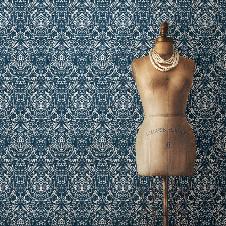 Bohemian Indigo Damask Peel & Stick Wallpaper