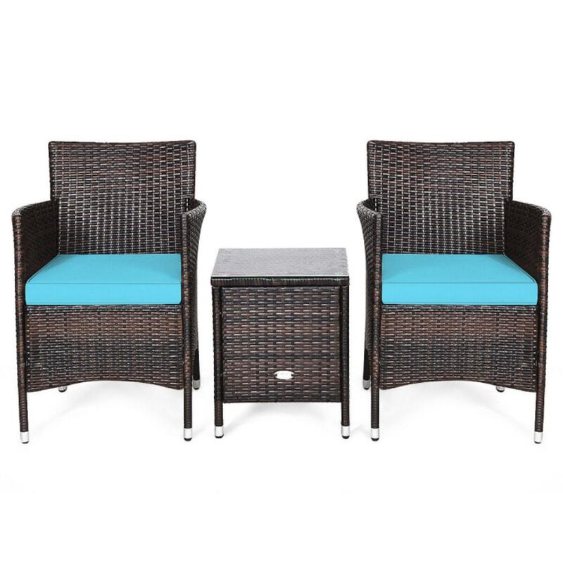 Hivvago 3 Pieces Ergonomic Wicker Patio Conversation Set