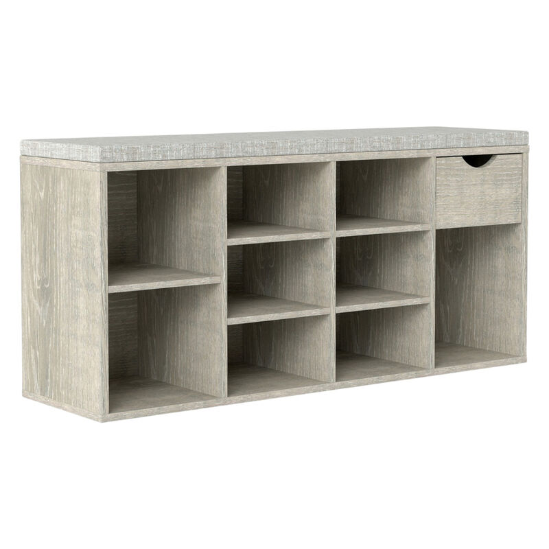 3-Tier Entryway Shoe Bench &ndash; 9 Cubbies Storage Organizer with Cushion, Drawer image number 0