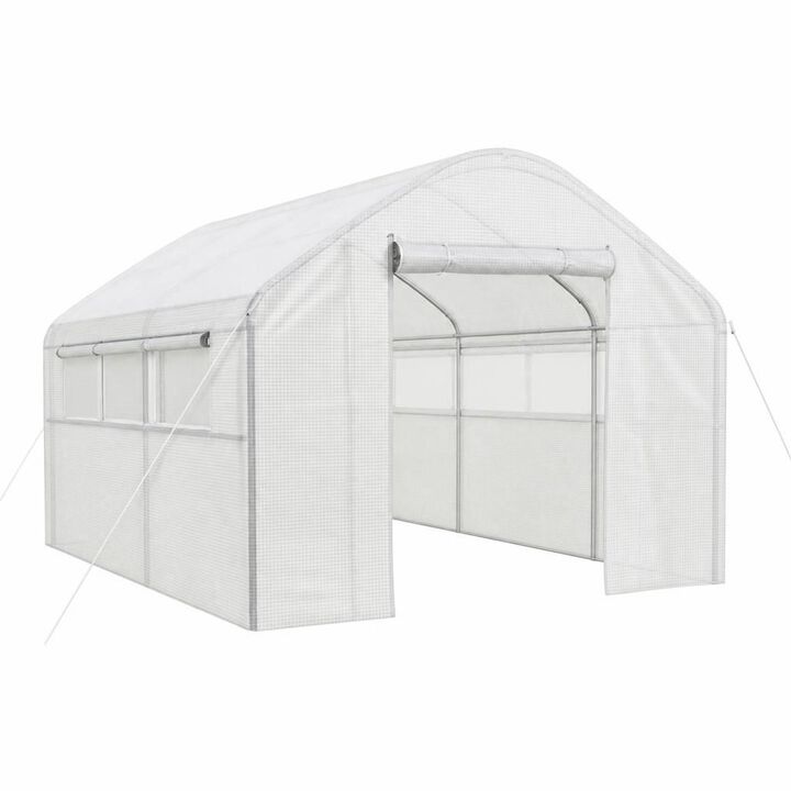 WOW PIONEER Spacious Walk-in Tunnel Hoop Greenhouse with Large Windows for Outdoor Plant Growing with Stable Galvanized Steel Frame