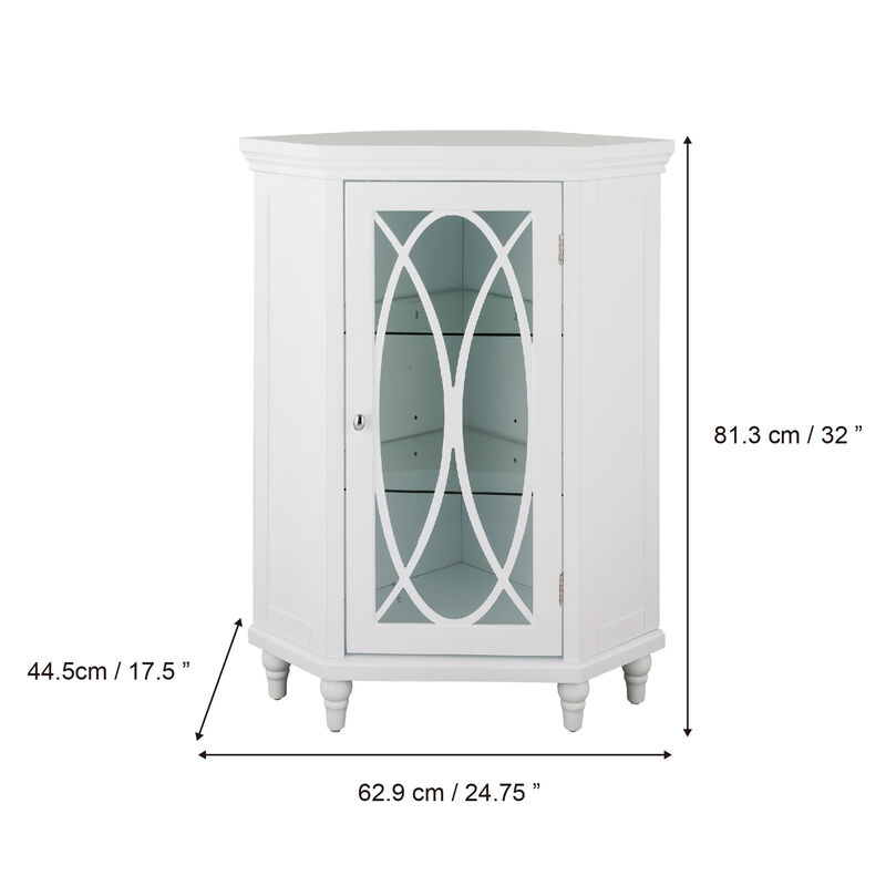 Teamson Home 32"H Florence Corner Floor Cabinet with 2 Adjustable Tempered Glass Shelves image number 4