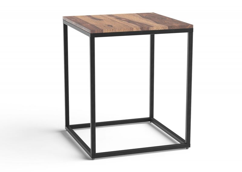 Homezia Squared Off Natural Wood End Or Side Table image number 1