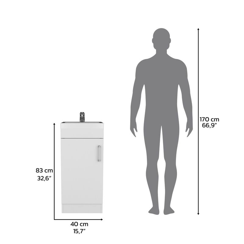 Sevilla Bathroom Vanity with Single Door Cabinet, White, Bathroom