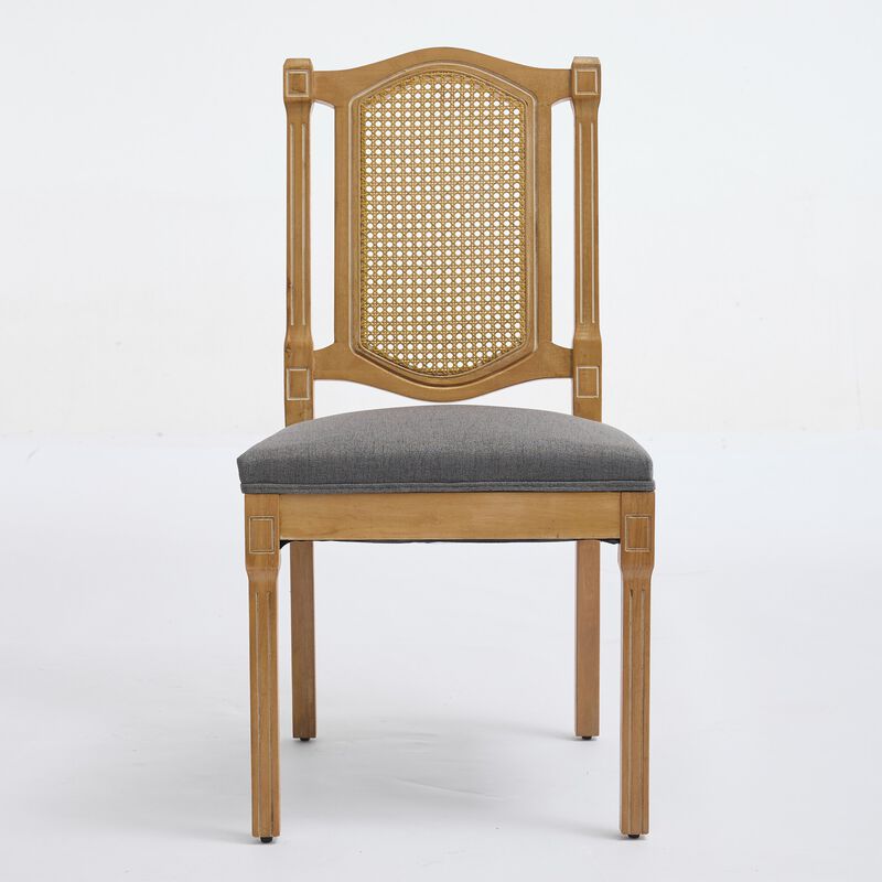 Fidkon Set of 2 Solid Wood Rattan-Back Dining Chairs image number 0