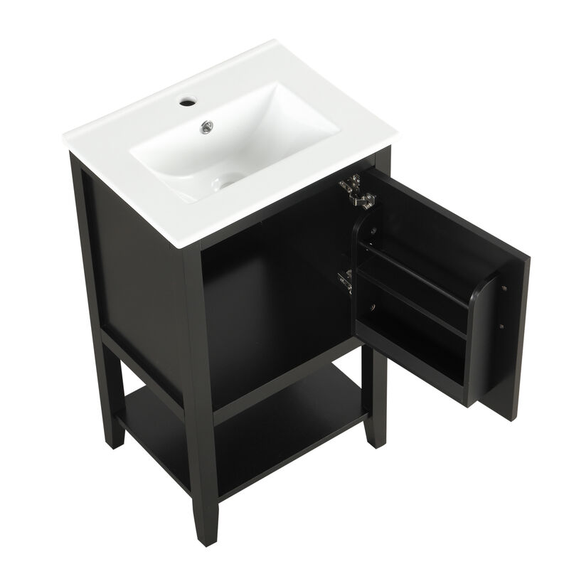 ELEMENT ACE Freestanding Bathroom Vanity with Integrated Sink, Soft Closing Door Cabinet, Open Shelf and Storage Rack for Bathroom Essentials Storage Organization image number 9
