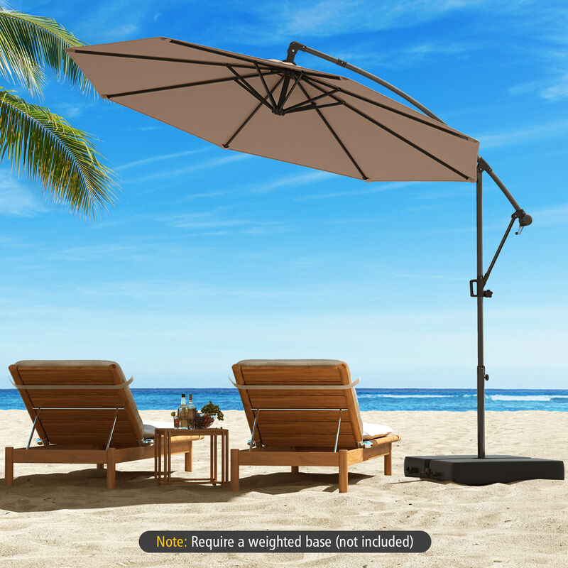 Offset Hanging Patio Umbrella with Base &ndash; Infinite Tilt Cantilever Design