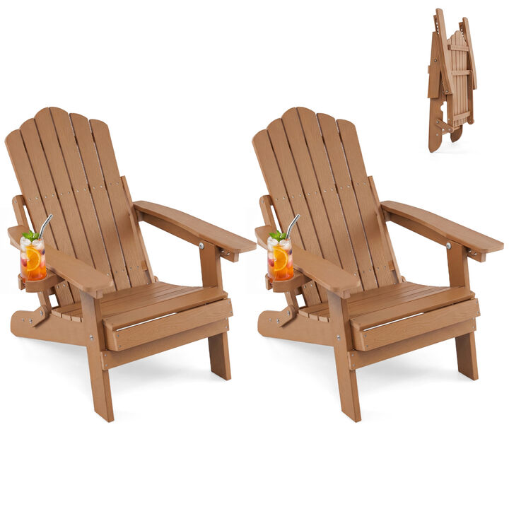 Set of 2 Outdoor Adirondack Chairs with 5-Level Adjustable Backrest