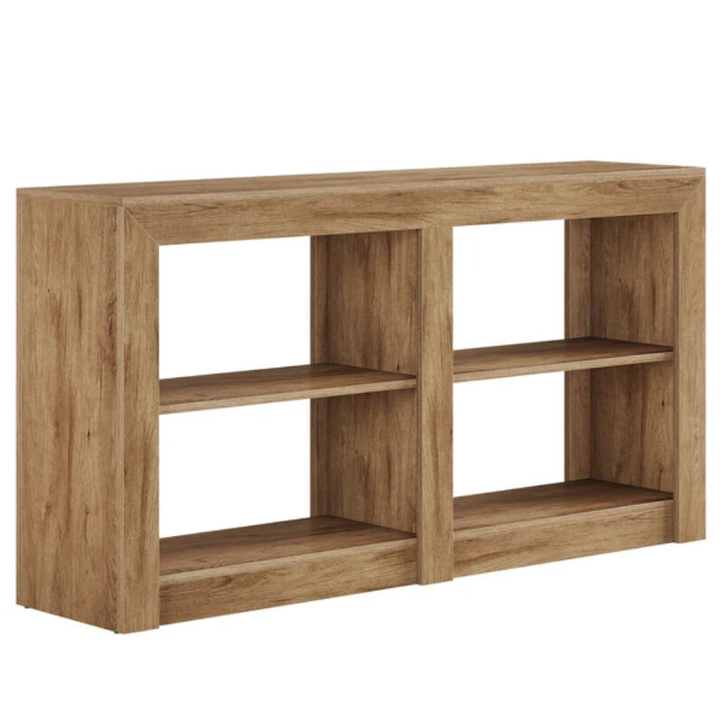 59 Inch 3-Tier Entryway Console Table with Storage Shelves-Oak