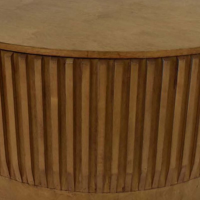 Modern Storage Coffee Table, 31 Inch Round Lift Top, Dark Brown Wood