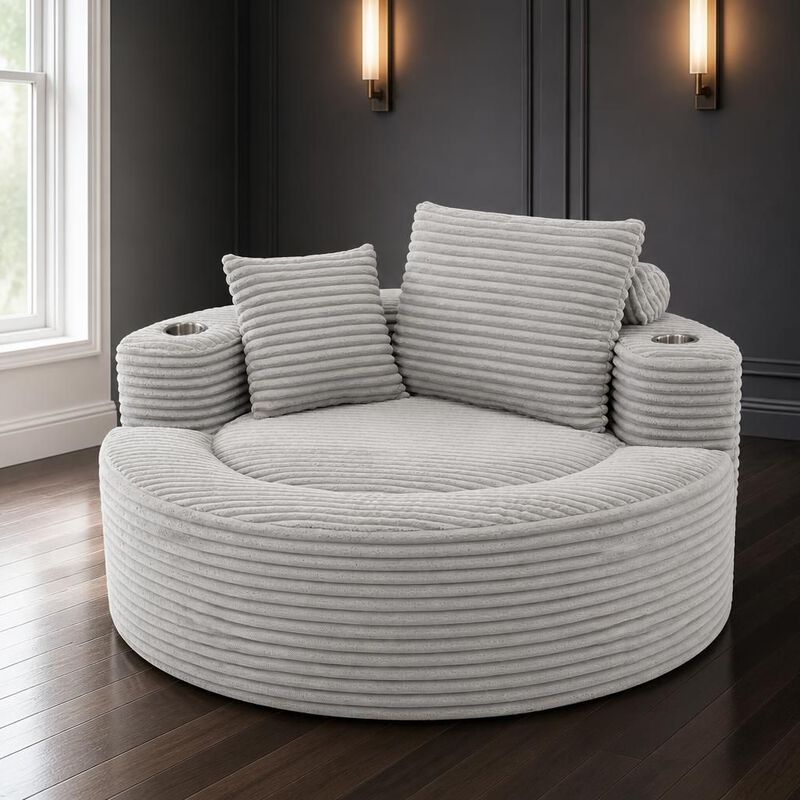 GOODSILO Round Multi-functional Memory Foam Sectional Cloud Sofa Bed Suitable for Small Living Spaces, Apartments and Home Offices image number 3