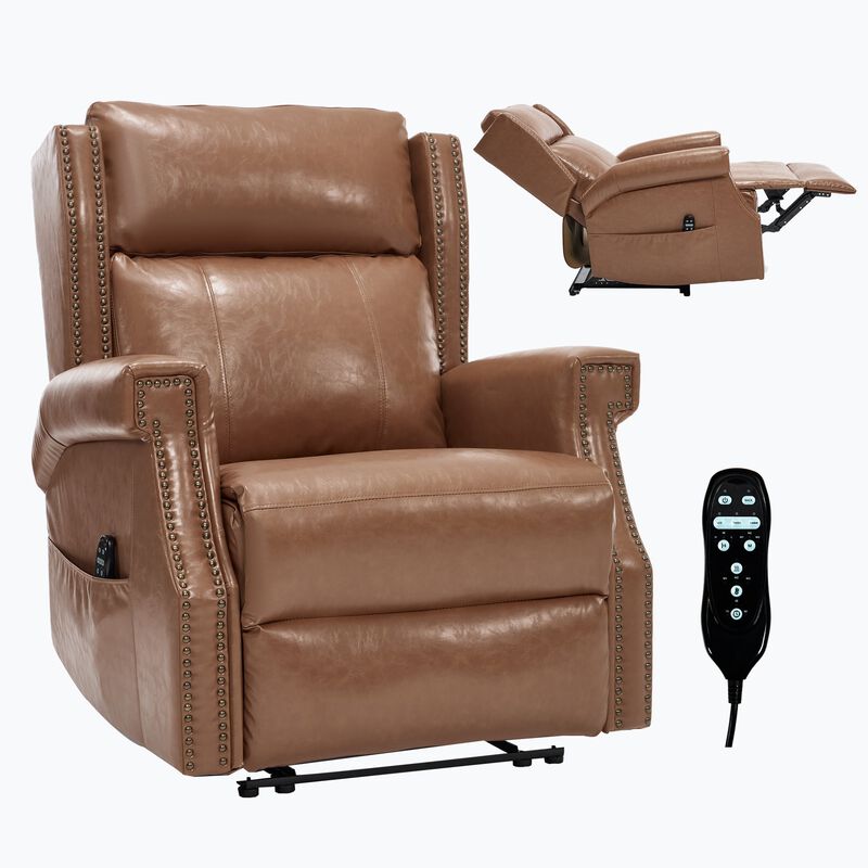 Manual Recliner Chair in Faux Leather for Living Room with Heavy Duty Motion Mechanism, 8 vibrating nodes and 3 massage modes image number 0