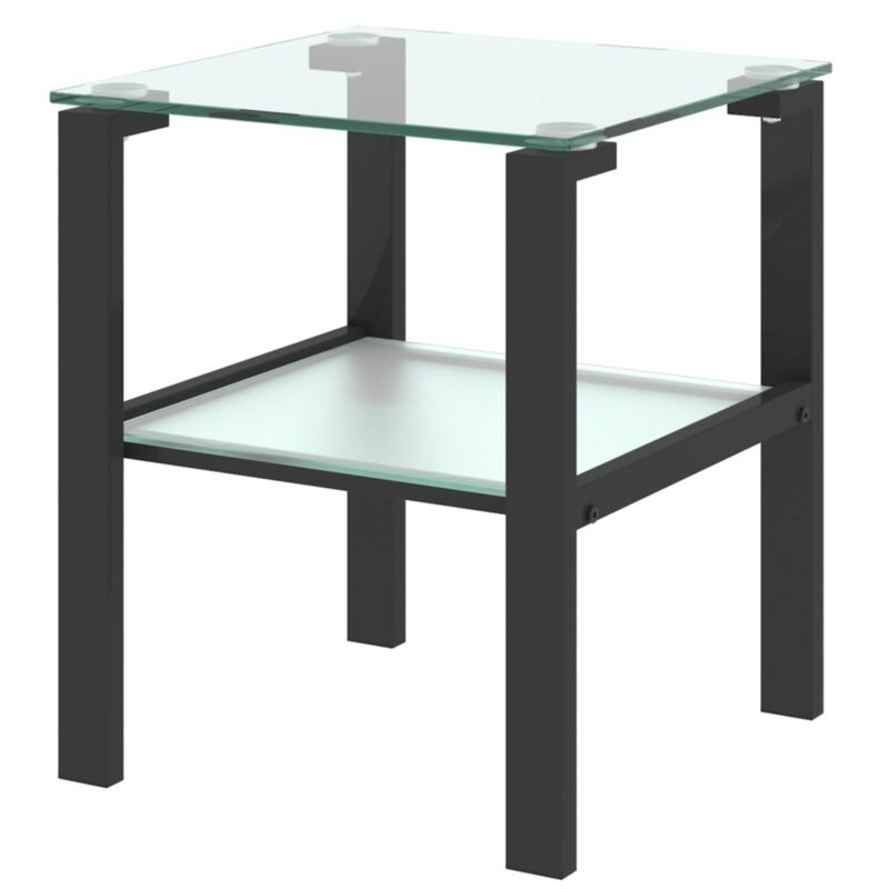 Set of 2 Glass Two Layer Tea Table - Small Round Table for Bedroom or Living Room