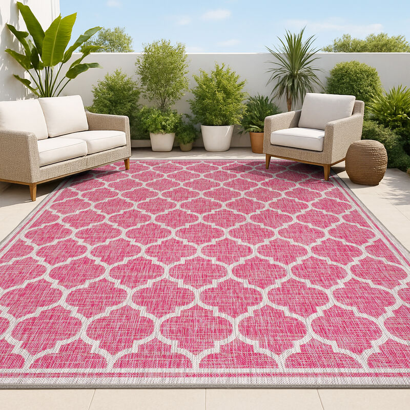 Trebol Moroccan Trellis Textured Weave Indoor/Outdoor Area Rug