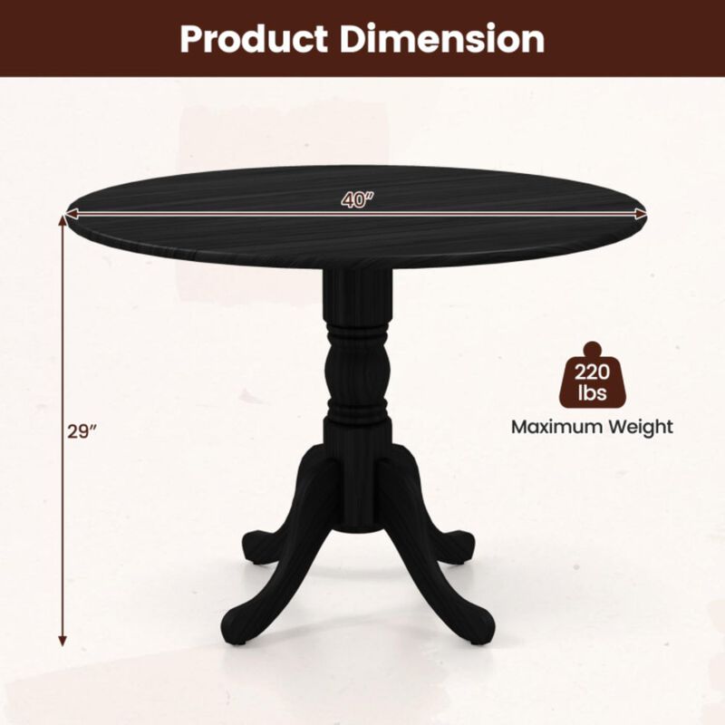 Hivvago Wooden Dining Table with Round Tabletop and Curved Trestle Legs