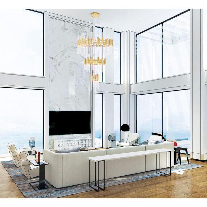 Orgue 123 Light Chandelier With Satin Gold Finish