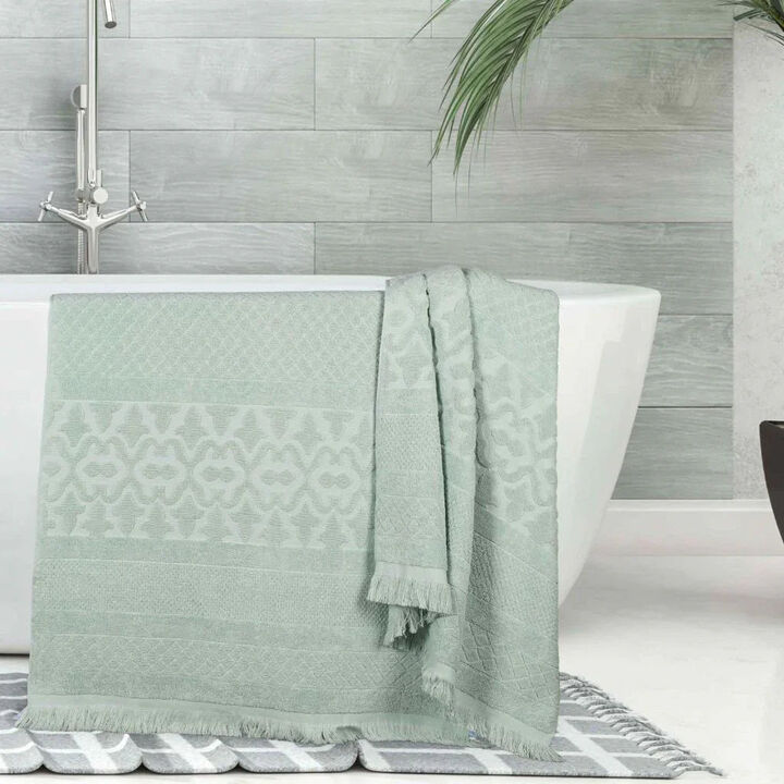 Geometric Jacquard Cotton Bath Sheet Set of 2 for Spa-Style Comfort