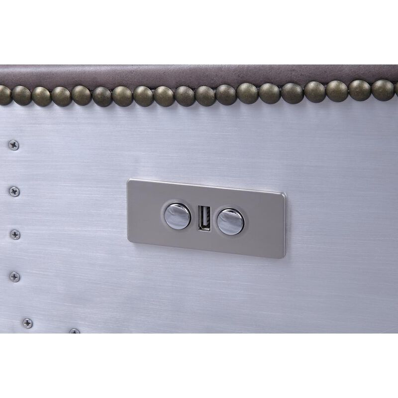 Acme Furniture Metier Power Motion Recliner, Gray Top Grain Leather & Aluminum