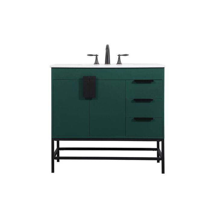 Elegant Kitchen and Bath 36 inch Single bathroom vanity in green