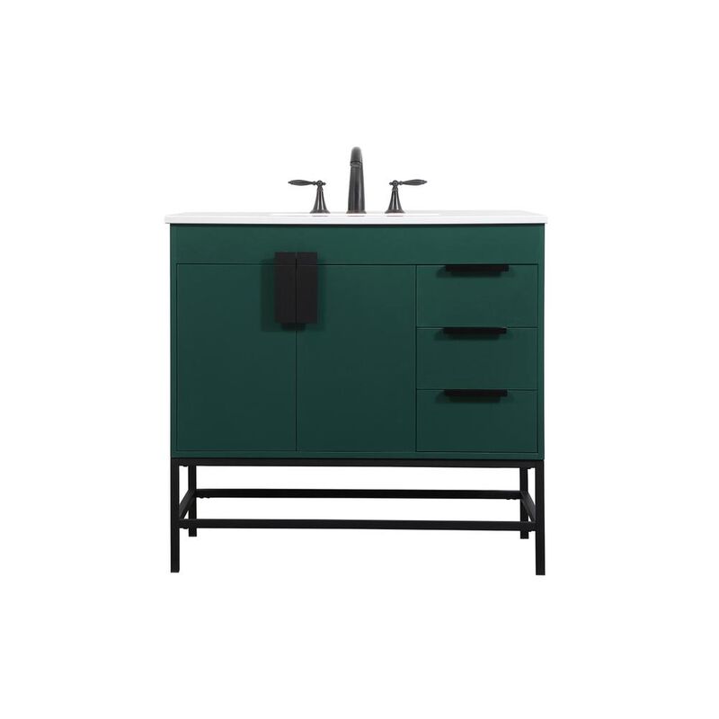 Elegant Kitchen and Bath 36 inch Single bathroom vanity in green