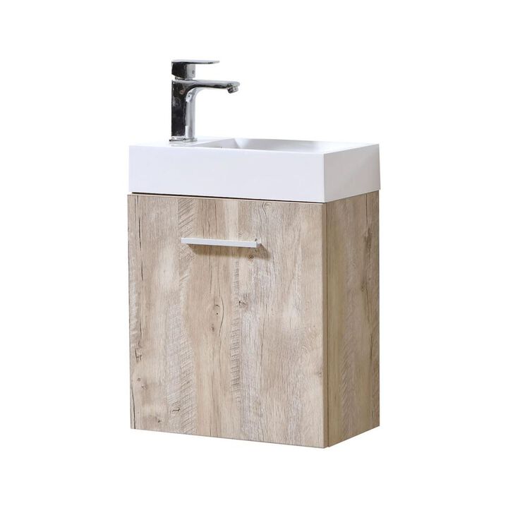 Kubebath Bliss 18 Nature Wood Wall Mount Modern Bathroom Vanity