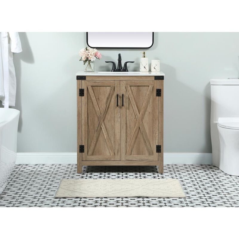 Elegant Kitchen and Bath 30 inch Single bathroom vanity in natural oak