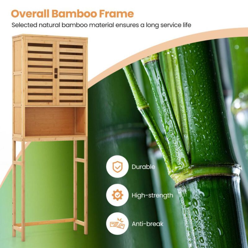 Hivvago Bamboo Over The Toilet Storage Cabinet Bathroom with Adjustable Shelf