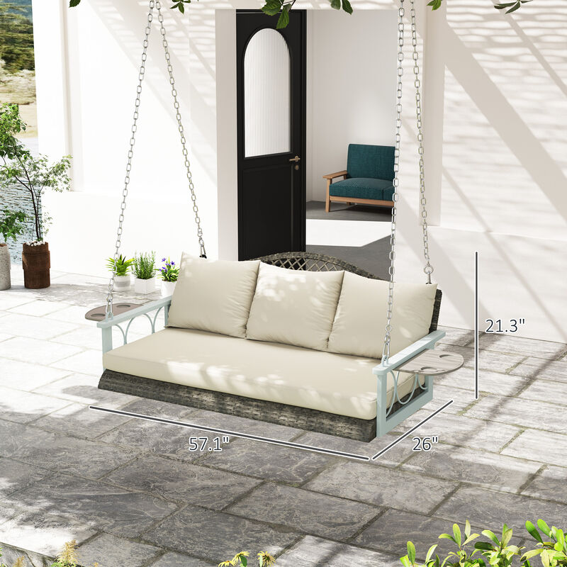 Hivvago 3 Person Wicker Hanging Porch Swing image number 2