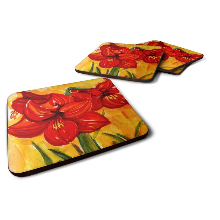 Caroline's Treasures 6067FC Flower-Amaryllis Foam Coasters (Set of 4), 3.5 H x 3.5 W, Multicolor