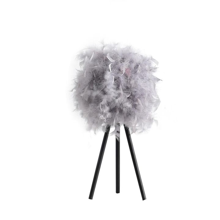 Hivvago 21" Soft Gray Feather Shade Modern Tripod Metal Table Lamp