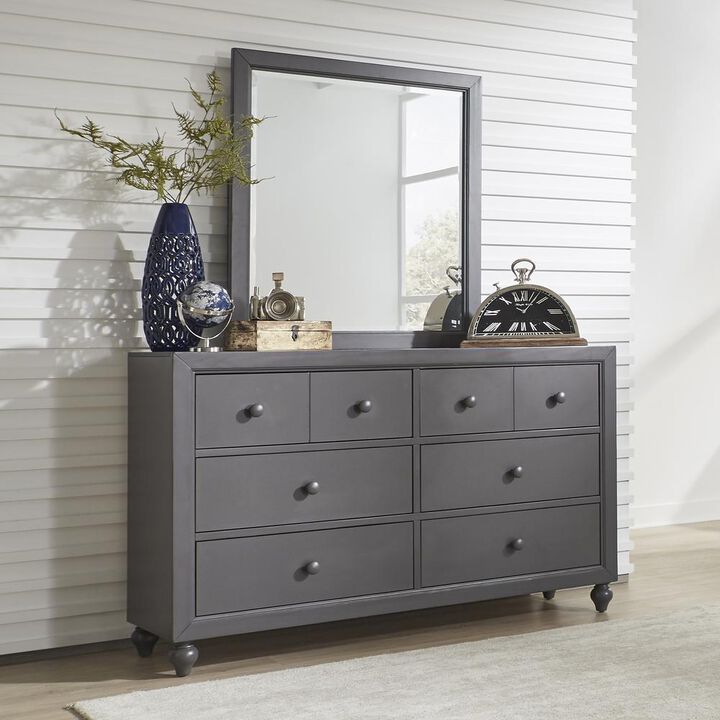 Liberty Furniture Cottage View Dresser & Mirror in Dark Gray