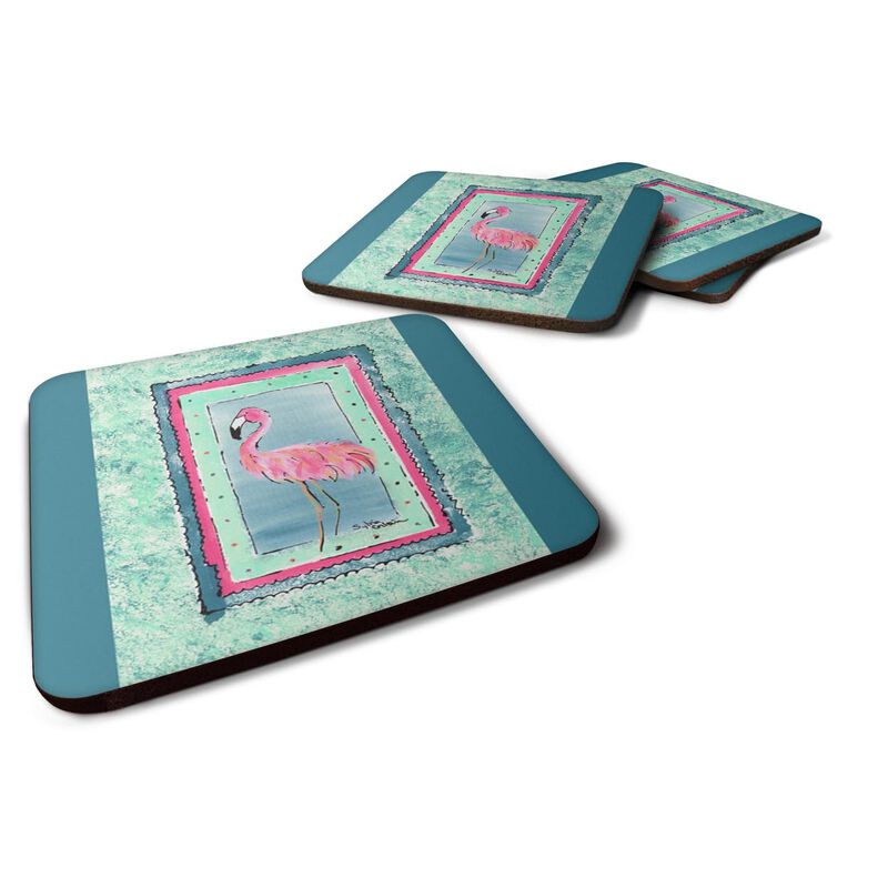 Caroline's Treasures 8107-CFC Bird-Flamingo Foam Coasters (Set of 4), 3.5 H x 3.5 W, Multicolor image number 0
