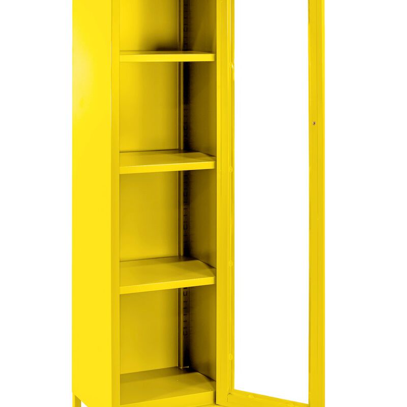 Glamour Home Avis 71-inch Yellow Metal Cabinet with Clear Door