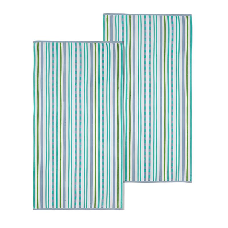 Oversized Cotton Beach Towel Set of 2, Striped Pattern and Soft Absorbent image number 0