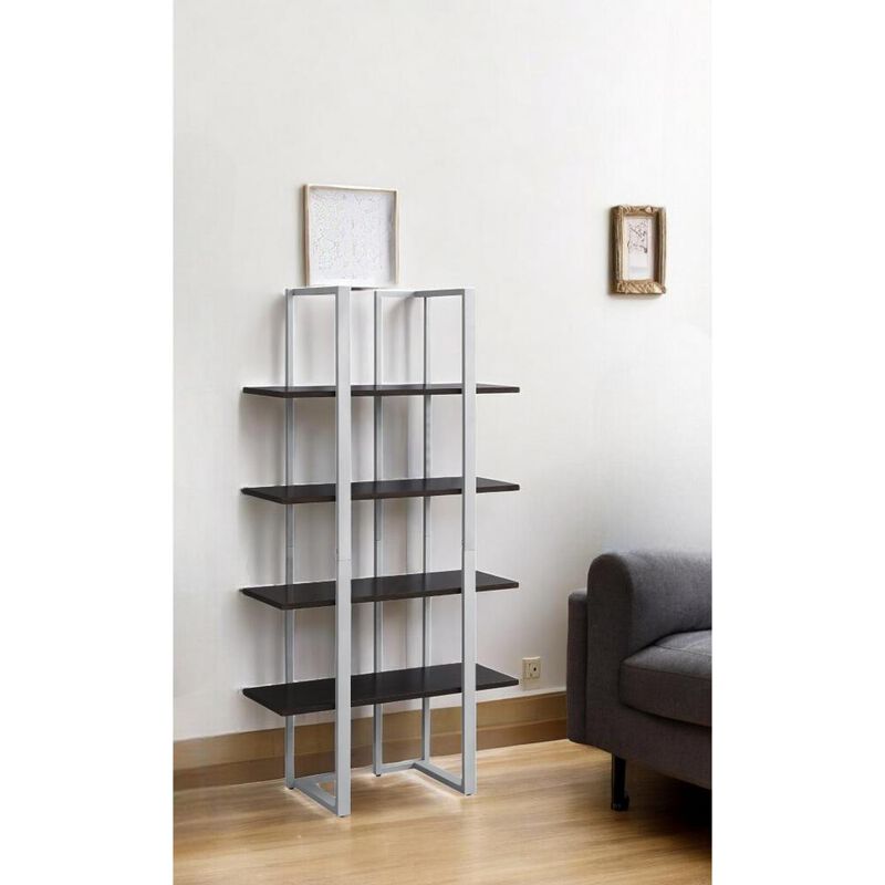 Modern Metal Bookcase with Four Open Shelves for Home or Office Use image number 3